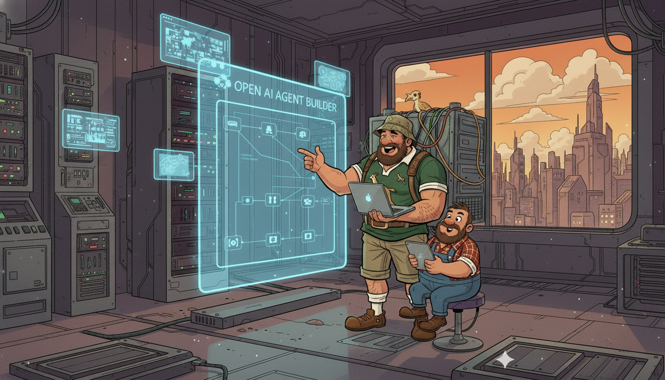 OpenAI Agent Builder interface showing visual workflow with connected nodes